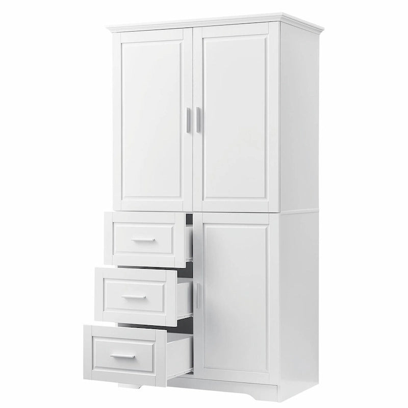 Tall and Wide Storage Cabinet with Doors and Three Drawers