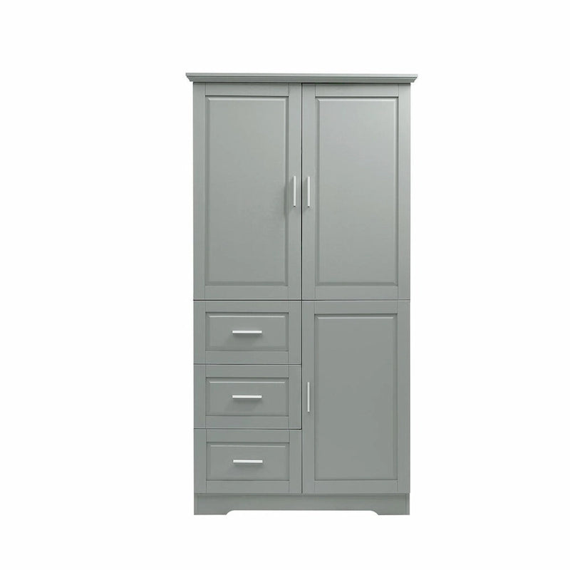 Tall and Wide Storage Cabinet with Doors and Three Drawers