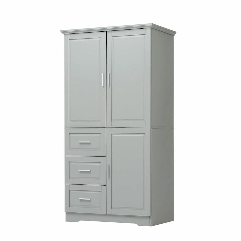Tall and Wide Storage Cabinet with Doors and Three Drawers