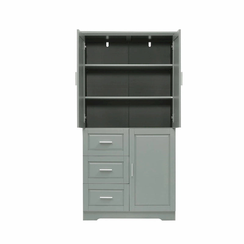 Tall and Wide Storage Cabinet with Doors and Three Drawers