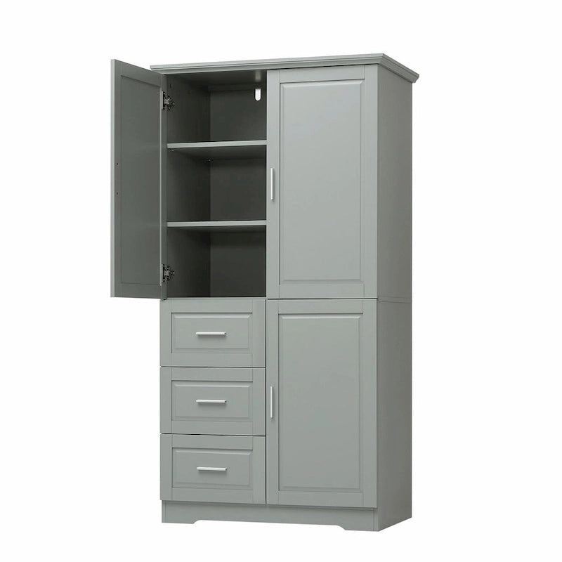 Tall and Wide Storage Cabinet with Doors and Three Drawers
