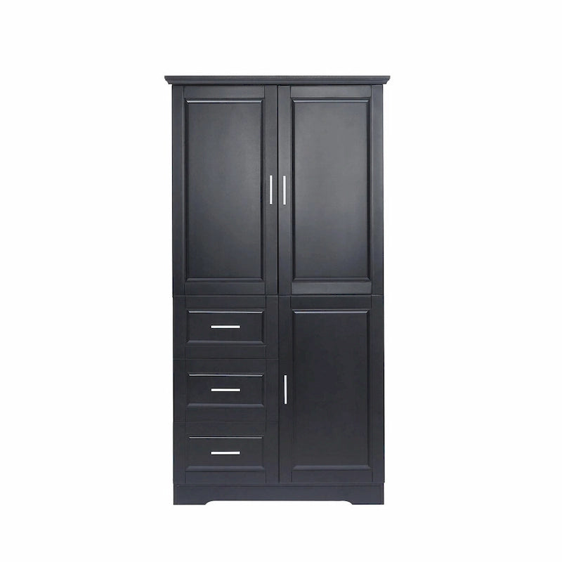 Tall and Wide Storage Cabinet with Doors and Three Drawers