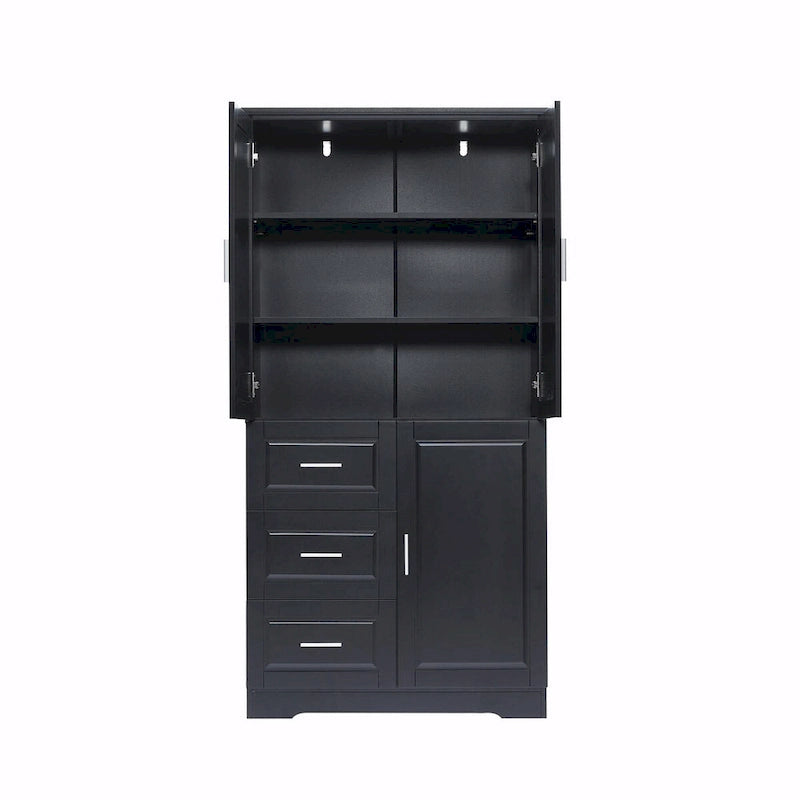 Tall and Wide Storage Cabinet with Doors and Three Drawers