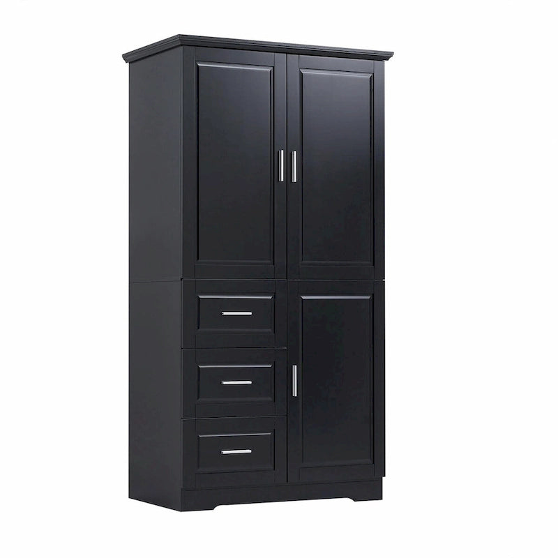 Tall and Wide Storage Cabinet with Doors and Three Drawers