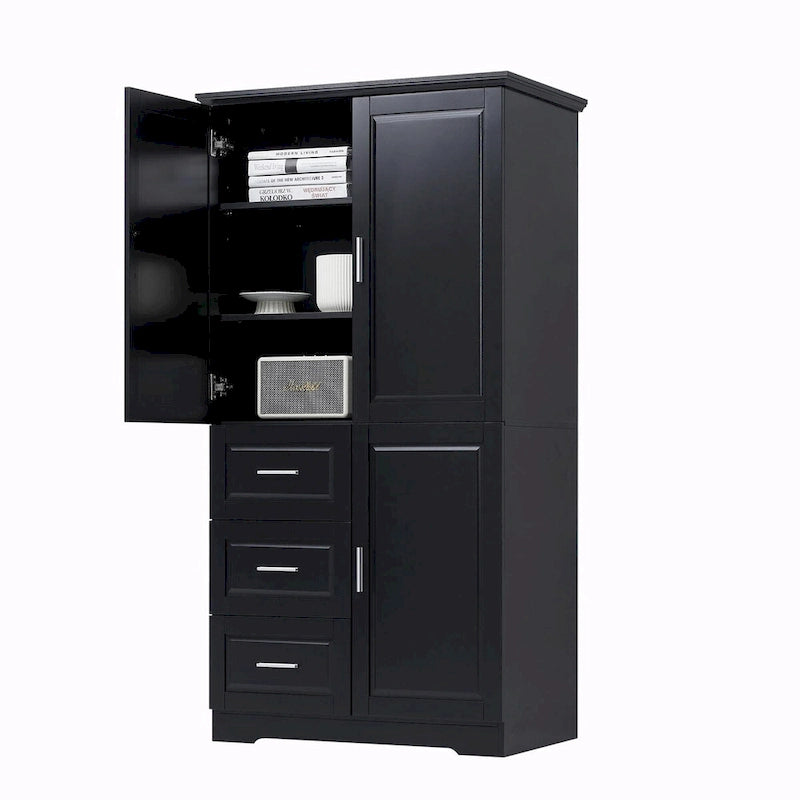 Tall and Wide Storage Cabinet with Doors and Three Drawers